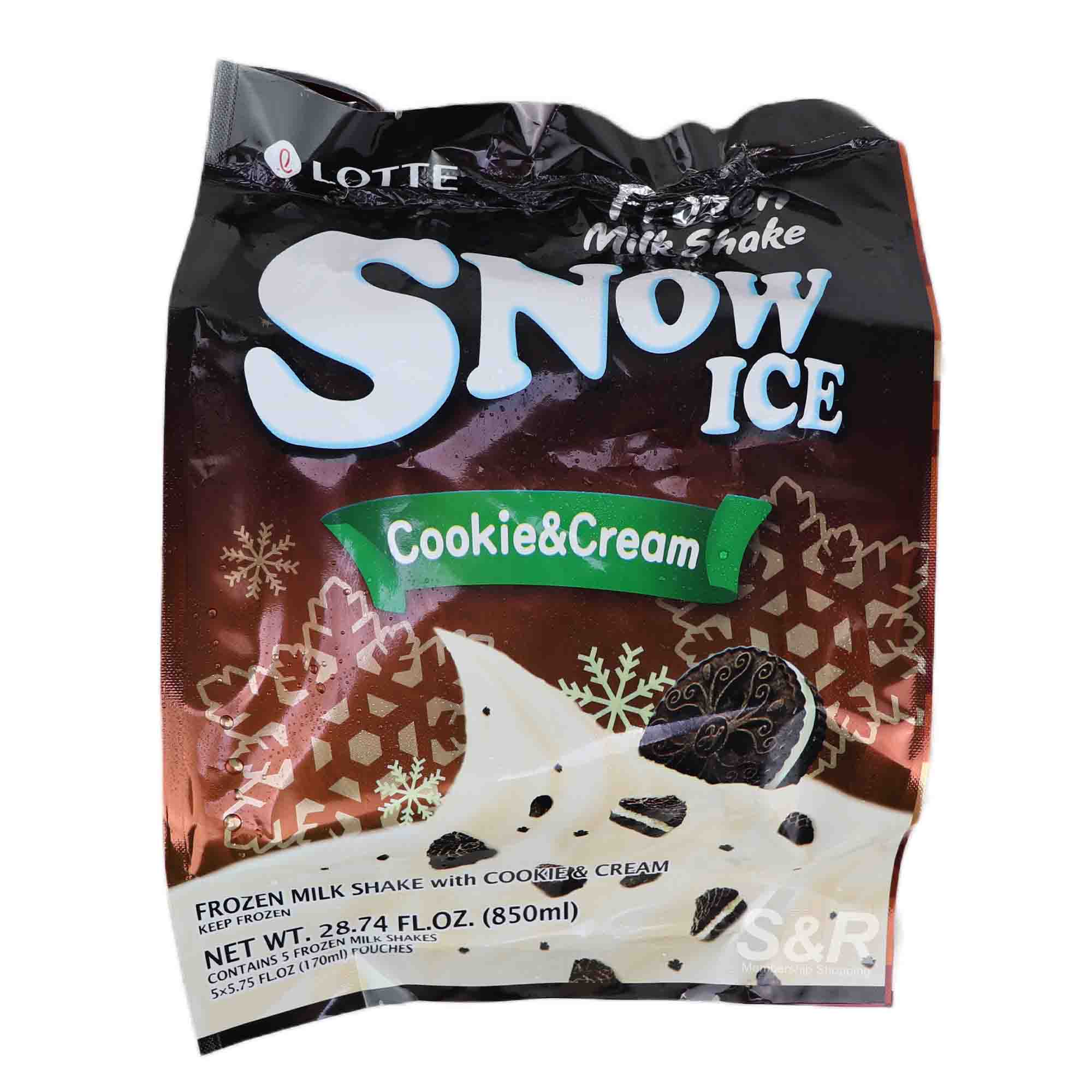 Lotte Snow Ice Frozen Cookie & Cream Shake (170mL x 5pcs)